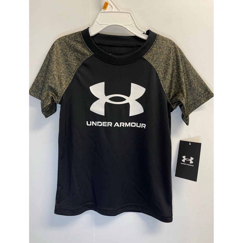 Under Armour Boys Size 4 Short Sleeve Future Micro Skin‎ T-Shirt Black Logo Camo